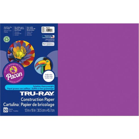 Tru-Ray Construction Paper, 50% Recycled, 12" x 18", Magenta, Pack Of 50