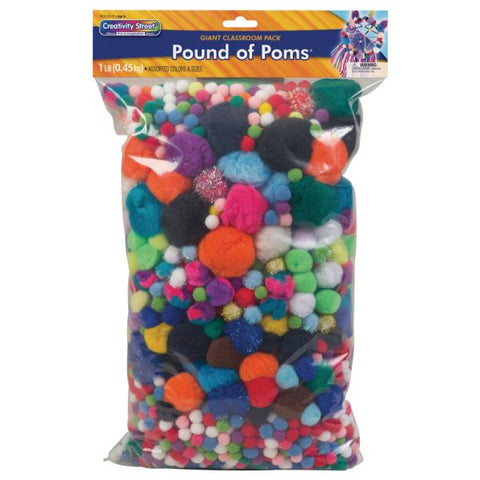 Chenille Kraft Pom-Poms, Assorted Sizes, Assorted Colors, Box Of 1,000