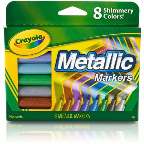 Crayola Metallic Markers, Bullet Point, Assorted Colors, Pack Of 8