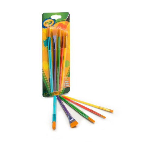 Crayola Arts & Crafts Synthetic Brushes, Assorted, Pack Of 5