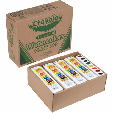 Crayola Educational Watercolors Classpack, Red, Orange, Yellow, Green, Blue, Purple, Black, Pack Of 36