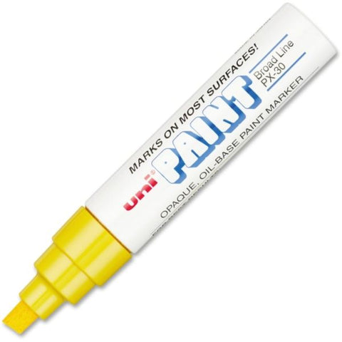 uniball uni Paint Oil-Base Marker, Broad, White Barrel, Yellow Ink