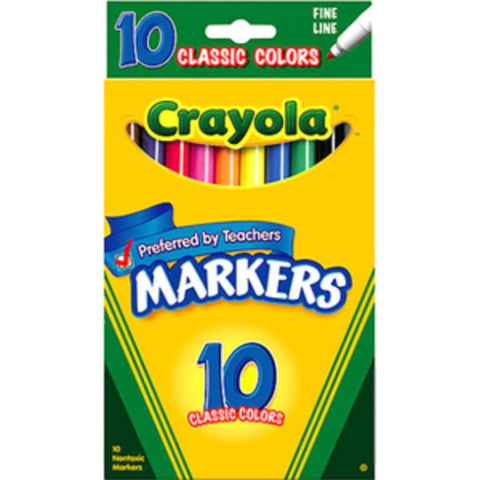 Crayola Fine Line Markers, Assorted Classic Classpack, Pack Of 10