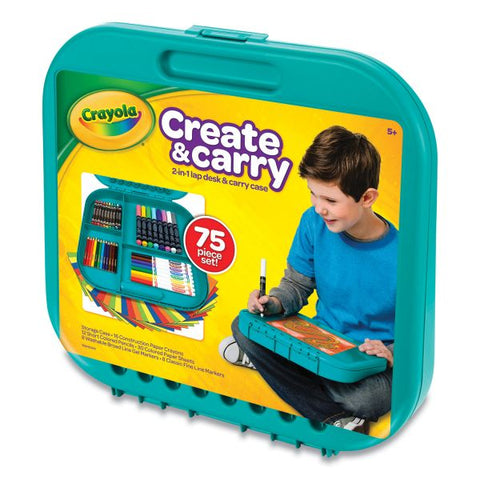 Crayola Create N' Carry Case, Combo Art Storage Case and Lap Desk, 75 Pieces