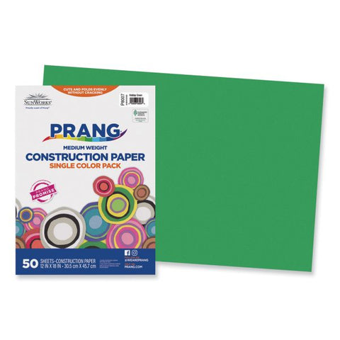 Prang SunWorks Construction Paper, 50 lb Text Weight, 12 x 18, Holiday Green, 50/Pack