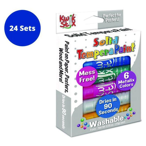 TPG Creations Kwik Stix Tempera Paint Set, 6 Assorted Metallic Colors, 6/Set, 24 Sets/Carton