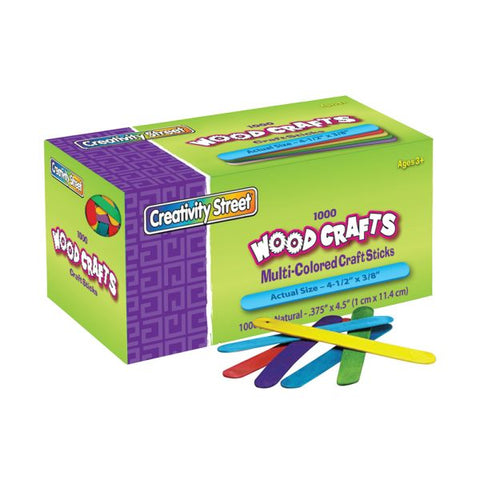 Creativity Street Wood Crafts Regular Craft Sticks, 4 1/2" x 3/8" x 2mm, Color, Box Of 1,000