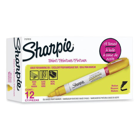 Sharpie Permanent Paint Marker, Medium Bullet Tip, Yellow, Dozen