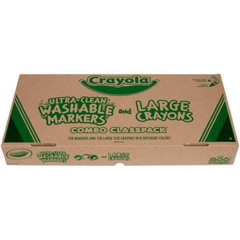 Crayola Crayons And Washable Markers Classpack, Large Size, Assorted Colors, Box Of 256