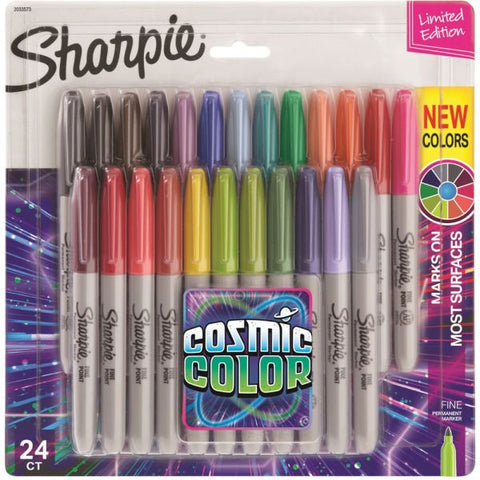 Sharpie Cosmic Color Permanent Markers, Fine Point, Assorted Colors, Set Of 24 Markers