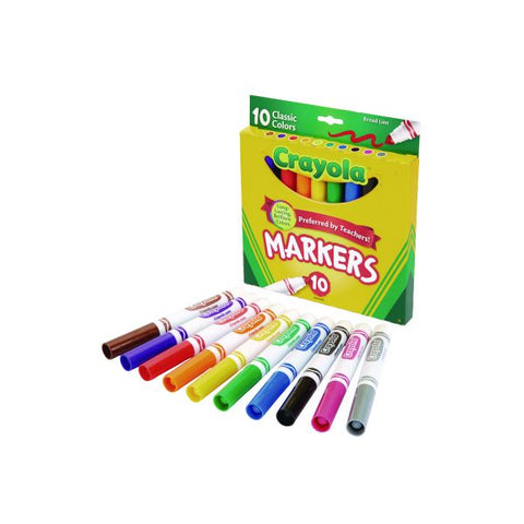 Crayola Broad Line Markers, Assorted Classic Colors, Pack Of 8