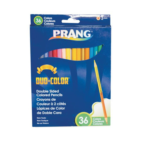 Prang Duo-Color Colored Pencil Sets, 3 mm, 2B, Assorted Lead and Barrel Colors, 18/Pack