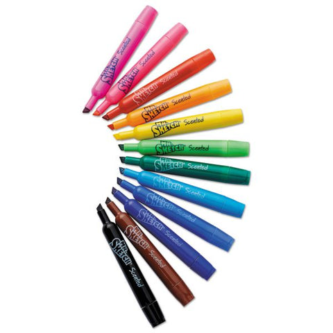 Mr. Sketch Scented Watercolor Marker Classroom Pack, Broad Chisel Tip, Assorted Colors, 36/Pack