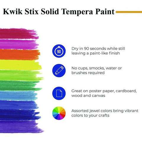 TPG Creations Kwik Stix Tempera Paint Set, 10 Assorted Jewel Tones Colors, 10/Pack, 12 Packs/Carton