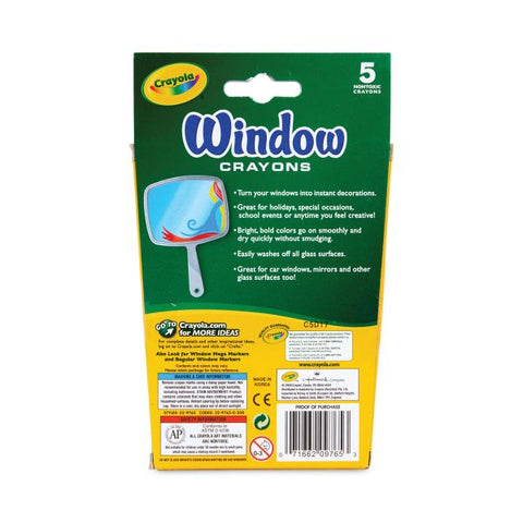 Crayola Washable Window Crayons, Assorted Colors, Box Of 5