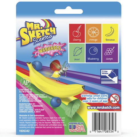 Mr. Sketch Scented Markers, Chisel Point, Assorted Colors, Pack Of 6