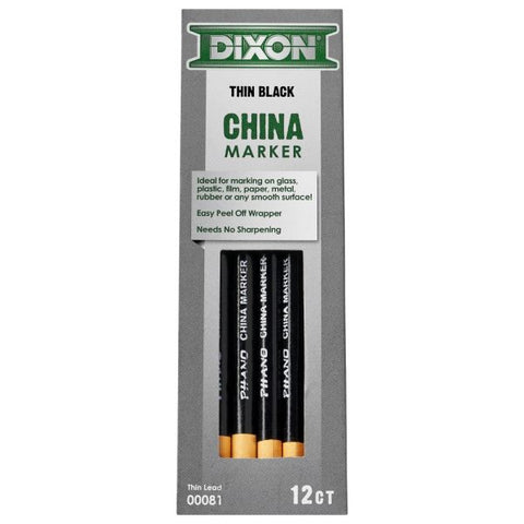 Dixon Phano China Marker, Black, Box of 12