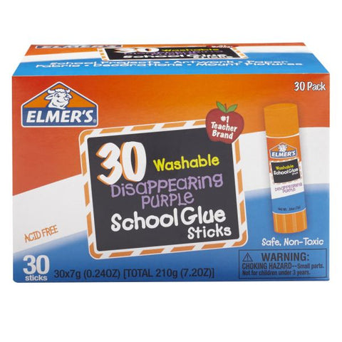 Elmer's Glue Stick Classroom Pack, Purple, Box Of 30