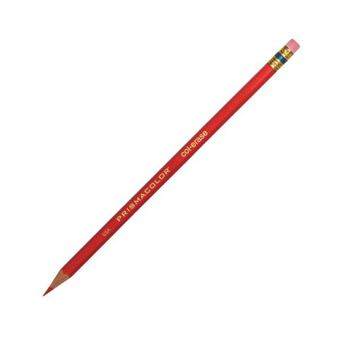 Prismacolor Col-Erase Erasable Color Pencils, Medium Point, Carmine Red, Box Of 12 Color Pencils