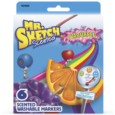 Mr. Sketch Scented Markers, Chisel Point, Assorted Colors, Pack Of 6