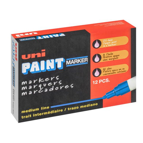 Uni-Paint Markers, Medium Point, White, Pack Of 12