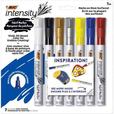 BIC Intensity Paint Marker - Bullet Marker Point - Assorted Ink - Oil Based - 7 / Pack