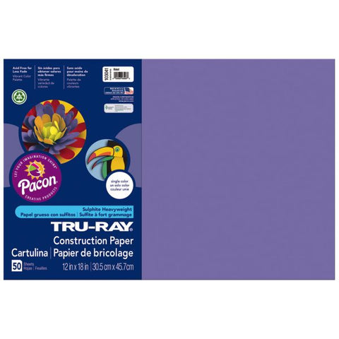 Tru-Ray Construction Paper, 50% Recycled, 12" x 18", Violet, Pack Of 50