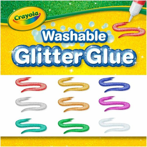 Crayola Washable Glitter Glue, 0.35 oz, Assorted Colors, 9/Pack