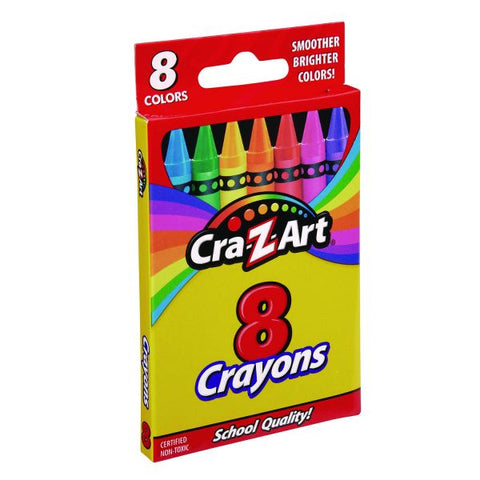 Cra-Z-Art Crayons, 8 Assorted Colors, 8/Pack