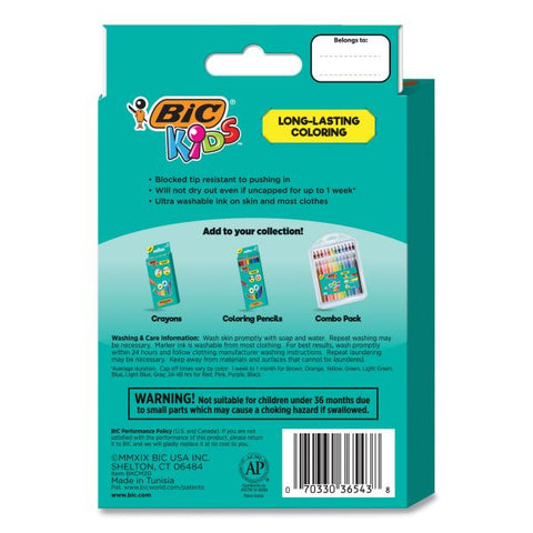 BIC Kids Ultra Washable Markers, Medium Bullet Tip, Assorted Colors, 20/Pack