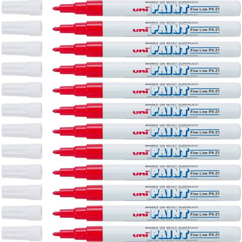 Uni-Paint Markers, Fine Point, Red, Pack Of 12