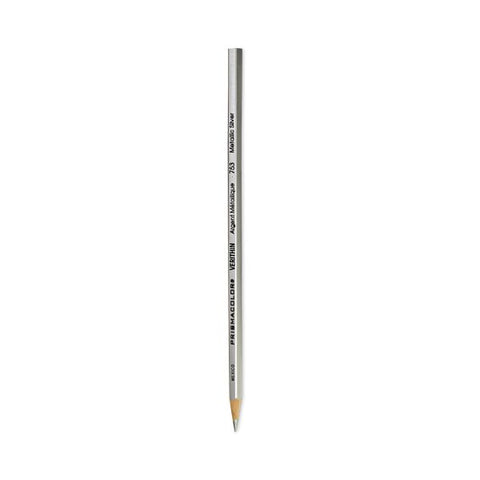 Prismacolor Verithin Colored Pencils, Silver Lead, Silver Barrel, 12-Pk