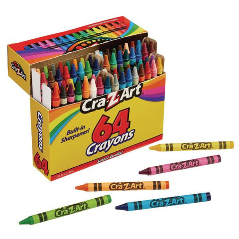 Cra-Z-Art Crayons, 64 Assorted Colors, 64/Pack