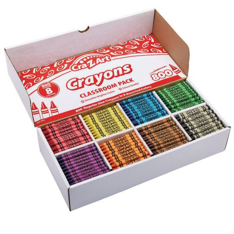 Cra-Z-Art Crayons, 8 Assorted Colors, 800/Pack