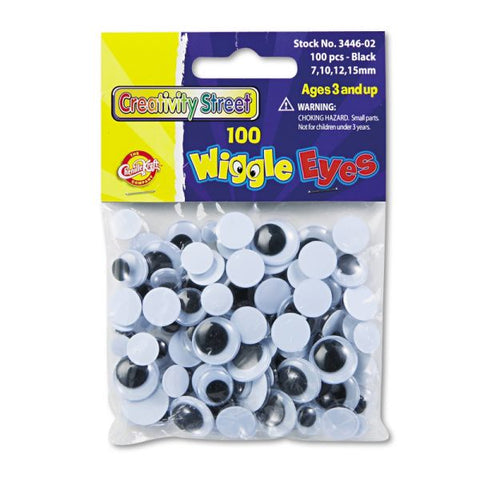 Chenille Kraft Creativity Street Wiggle Eyes, Assorted Sizes, Black/White, Pack of 100