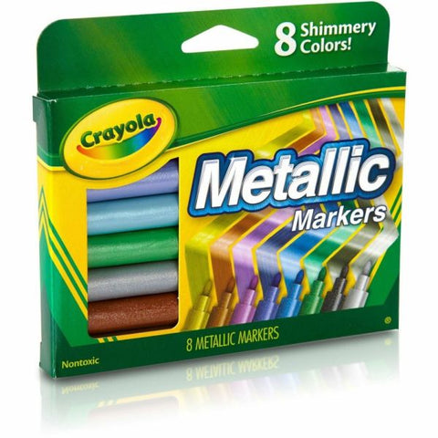 Crayola Metallic Markers, Bullet Point, Assorted Colors, Pack Of 8