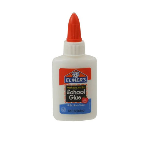 Elmer's Washable School Glue - 1.25 oz - Fabric, Wood, Cardboard, Leather - 1 Each - White