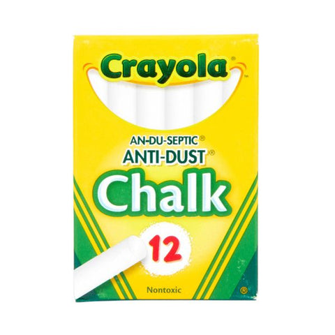 Crayola Anti-Dust Chalk, White, Box Of 12 Sticks