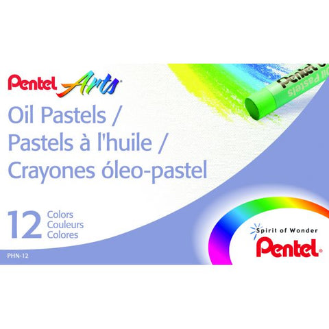 Pentel Arts Oil Pastels, Assorted Colors, Pack Of 12