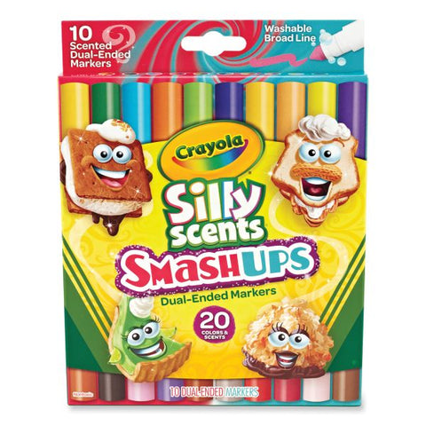 Crayola Silly Scents Smash Up Dual Ended Markers, Broad Tip, Assorted, 10/Pack