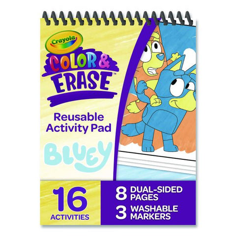 Crayola Bluey Color and Erase Reusable Activity Pad, (16) Coloring Pages, (3) Bluey Collection Markers