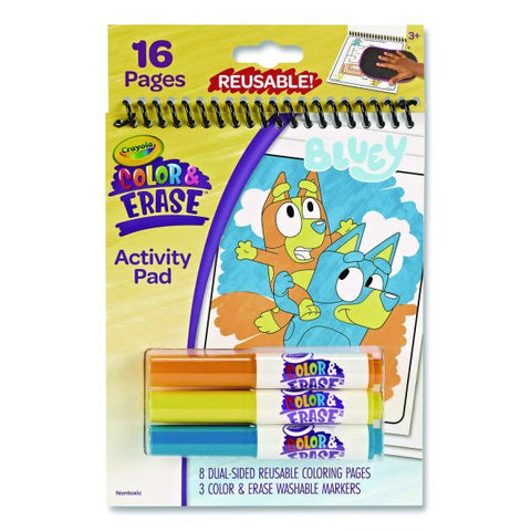 Crayola Bluey Color and Erase Reusable Activity Pad, (16) Coloring Pages, (3) Bluey Collection Markers