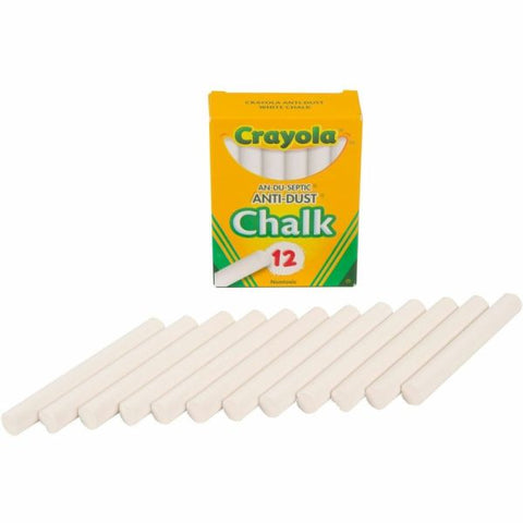 Crayola Anti-Dust Chalk, White, Box Of 12 Sticks