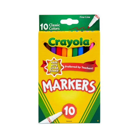 Crayola Fine Line Markers, Assorted Classic Classpack, Pack Of 10