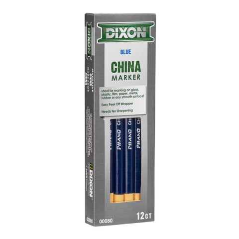 Dixon Phano China Markers, Blue, Presharpened, Pack of 12