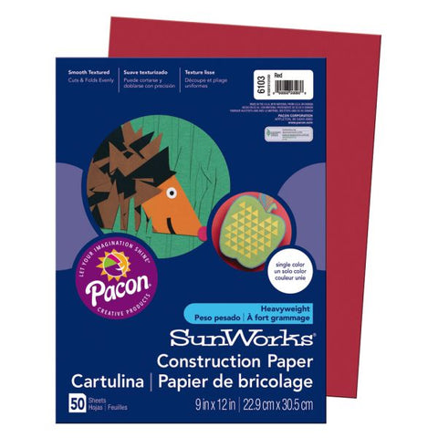 Prang Construction Paper, 9" x 12", Red, Pack Of 50