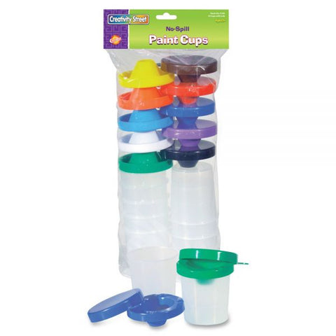 Pacon Creativity Street No-Spill Round Paint Cups With Colored Lids