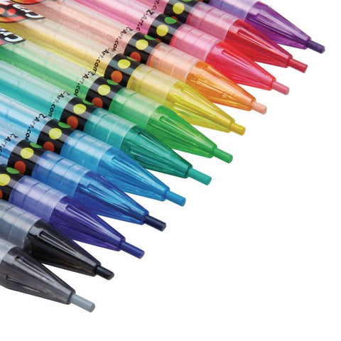 Cra-Z-Art Twist Up Colored Pencils, 24 Assorted Lead Colors, Clear Barrel, 24/Set