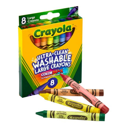 Crayola Washable Crayons, Large, Assorted Colors, Box Of 8 Crayons