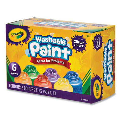 Crayola Washable Paint, 6 Assorted Classic Colors, 2 oz Bottle, 6/Pack